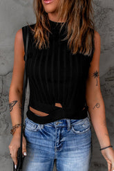 Crisscross Ribbed Knit Tank Top - Shah S. Sahota